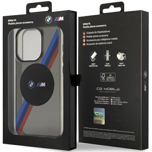 Case BMW BMHMP14XHDTK iPhone 14 Pro Max 6.7&quot  grey/grey hardcase Tricolor Stripes MagSafe 2