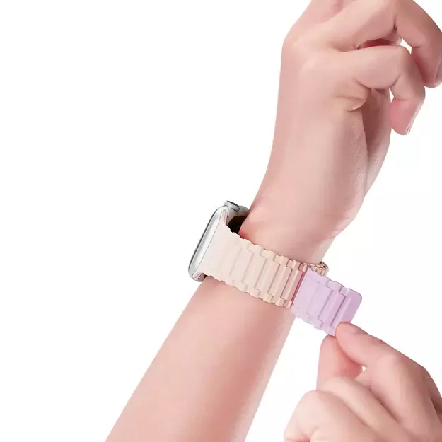 Dux Ducis Strap (Armor Version) Apple Watch Ultra, SE, 9, 8, 7, 6, 5, 4, 3, 2, 1 (49, 45, 44, 42 mm) Silicone Magnetic Band Bracelet Pink Purple 7