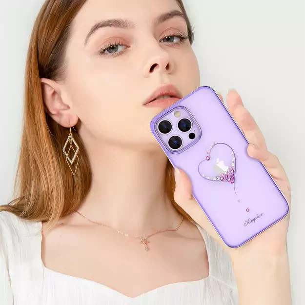 Silicone case with Swarovski crystals Kingxbar Wish Series for iPhone 14 Plus - purple 6