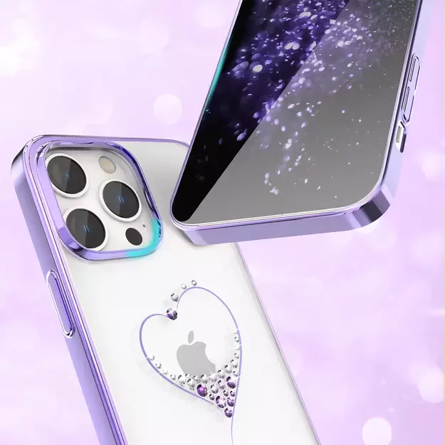 Silicone case with Swarovski crystals Kingxbar Wish Series for iPhone 14 Plus - purple 10