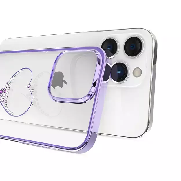 Silicone case with Swarovski crystals Kingxbar Wish Series for iPhone 14 Plus - purple 8