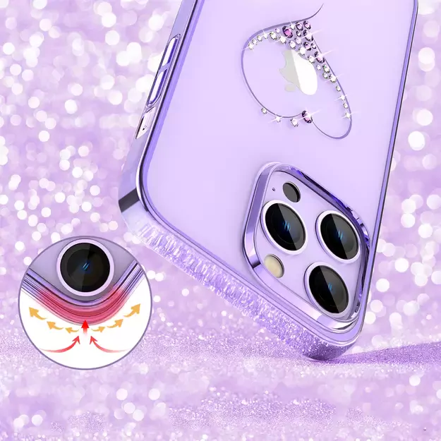 Silicone case with Swarovski crystals Kingxbar Wish Series for iPhone 14 Plus - purple 7