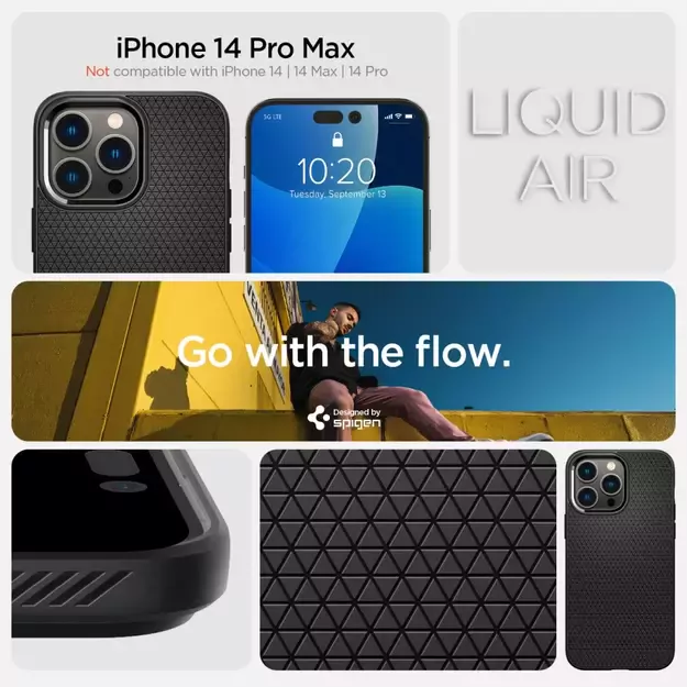 Spigen Liquid Air Case for iPhone 14 Pro Max - Matte Black 34