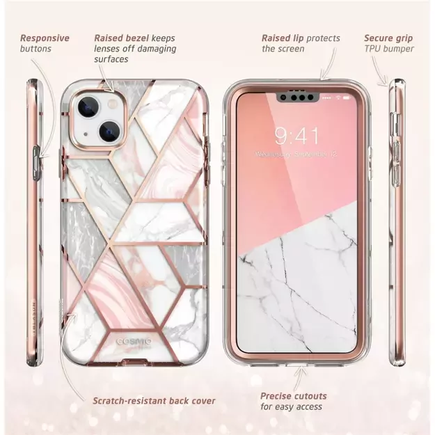 Supcase Cosmo iPhone 14 Plus Case - Pink Marble 12