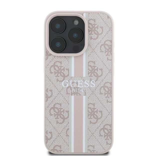 Guess 4G Printed Stripes MagSafe iPhone 16 Pro Case - Pink 2