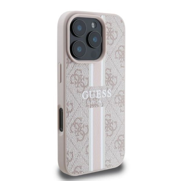 Guess 4G Printed Stripes MagSafe iPhone 16 Pro Case - Pink 1