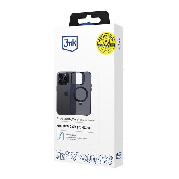 3mk Smoke Case Mag&amp Stand for Apple iPhone 15 pro max - black 14
