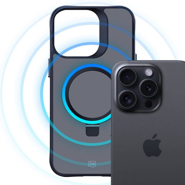 3mk Smoke Case Mag&amp Stand for Apple iPhone 15 pro max - black 2