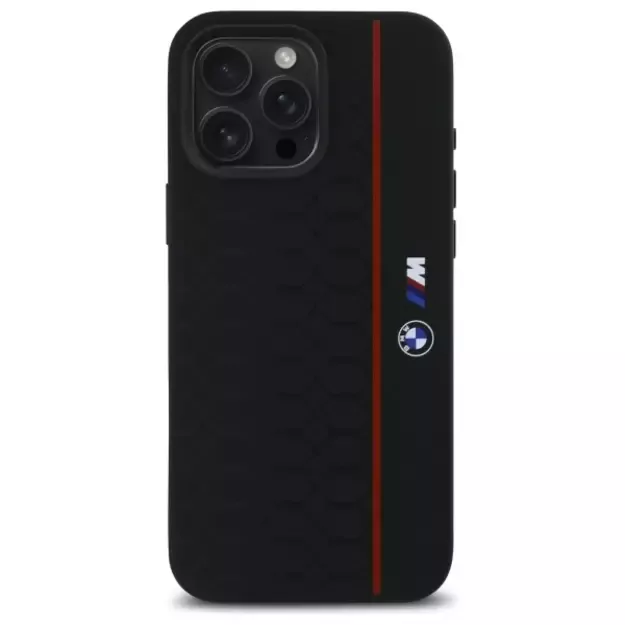 BMW Silicone Hexagon Red Line MagSafe Case for iPhone 16 Pro Max - Black 9