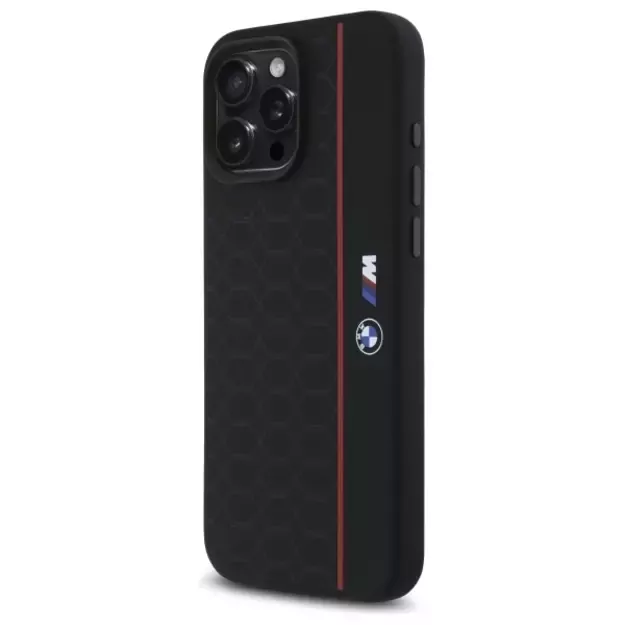 BMW Silicone Hexagon Red Line MagSafe Case for iPhone 16 Pro Max - Black 8