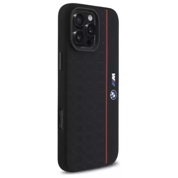 BMW Silicone Hexagon Red Line MagSafe Case for iPhone 16 Pro Max - Black 10