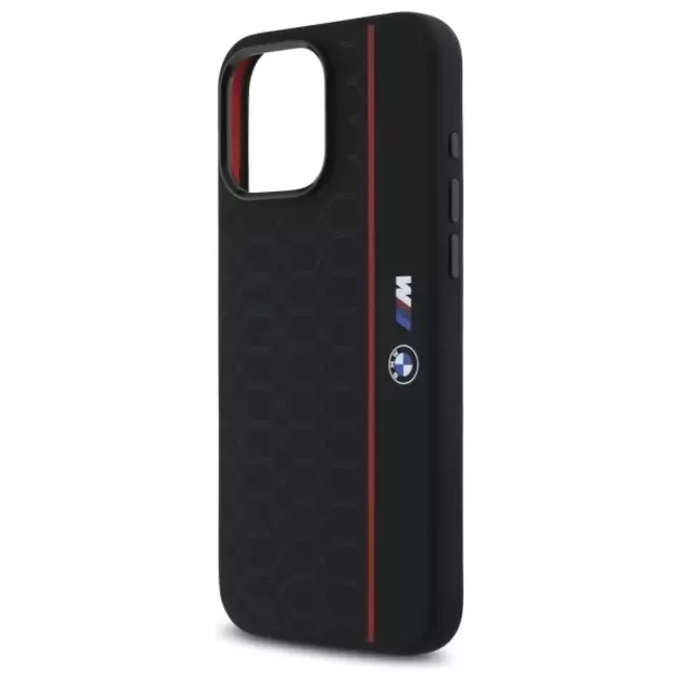 BMW Silicone Hexagon Red Line MagSafe Case for iPhone 16 Pro Max - Black 12