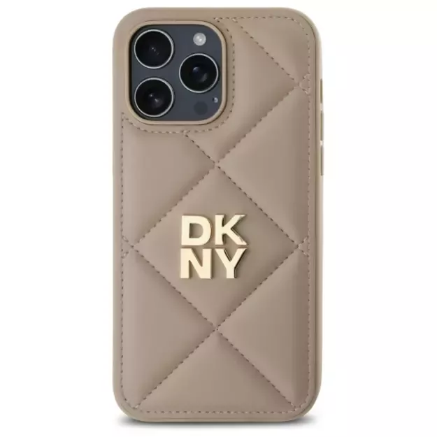 DKNY Quilted Stack Logo iPhone 14 Pro Max Case - Beige 9