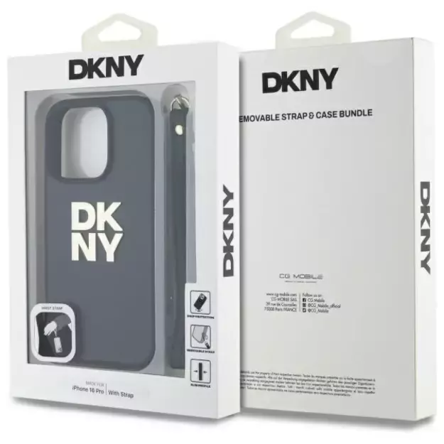 DKNY Wrist Strap Stock Logo iPhone 16 Pro Case - Black 12