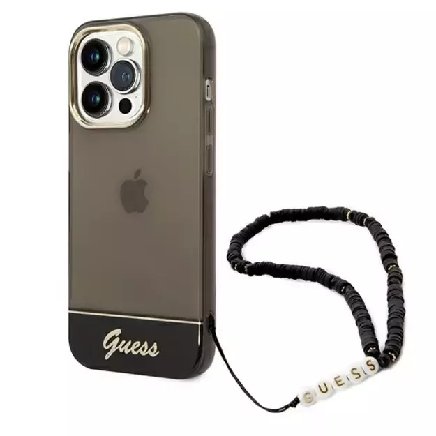 Guess GUHCP14LHGCOHK iPhone 14 Pro 6,1  czarny/black hardcase Translucent Pearl Strap