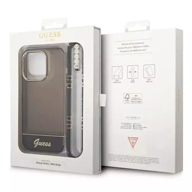 Guess GUHCP14LHGCOHK iPhone 14 Pro 6,1  czarny/black hardcase Translucent Pearl Strap 12