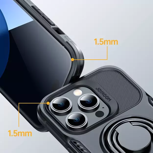 Joyroom Dual Hinge case for iPhone 14 Pro armored case with a stand and a ring holder black 11