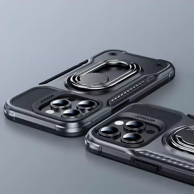 Joyroom Dual Hinge case for iPhone 14 Pro armored case with a stand and a ring holder black 14