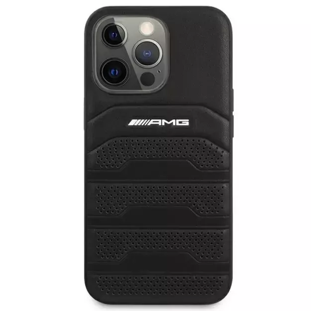 AMG AMHCP14XGSEBK iPhone 14 Pro Max 6,7 &quot black / black hardcase Leather Debossed Lines 2