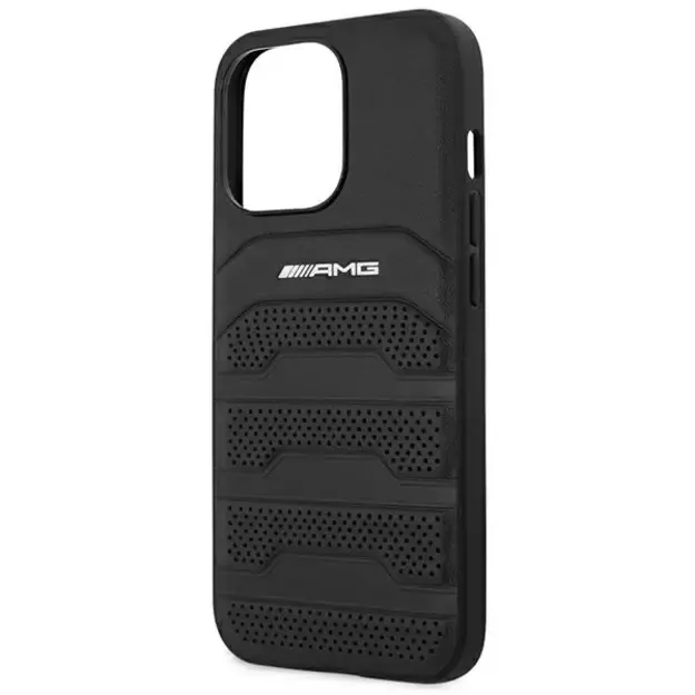 AMG AMHCP14XGSEBK iPhone 14 Pro Max 6,7 &quot black / black hardcase Leather Debossed Lines 5