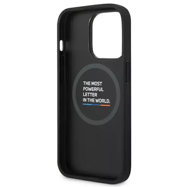 Case BMW BMHMP14L22PTDK iPhone 14 Pro 6.1 &quot black / black Leather Stamp Tricolor Magsafe 13
