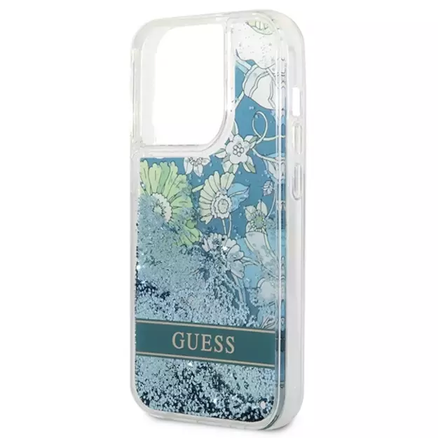 Guess GUHCP14LLFLSN iPhone 14 Pro 6.1&quot  green/green hardcase Flower Liquid Glitter 5