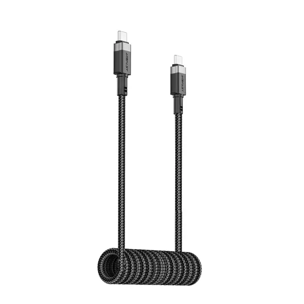 Acefast C14-03 USB-C - USB-C Spring Cable 480Mb/s 3A 1.2m - Black 8