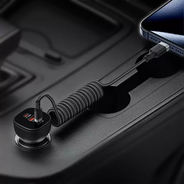 Acefast C14-03 USB-C - USB-C Spring Cable 480Mb/s 3A 1.2m - Black 12