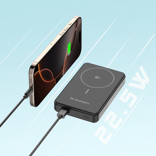 Powerbank Wozinsky WLWP-10KA0Y3S 22.5W PD Qi2 10000 mAh, with stand, 1x USB-A, 1x USB-C - black 17