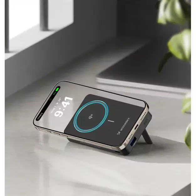 Powerbank Wozinsky WLWP-10KA0Y3S 22.5W PD Qi2 10000 mAh, with stand, 1x USB-A, 1x USB-C - black 2