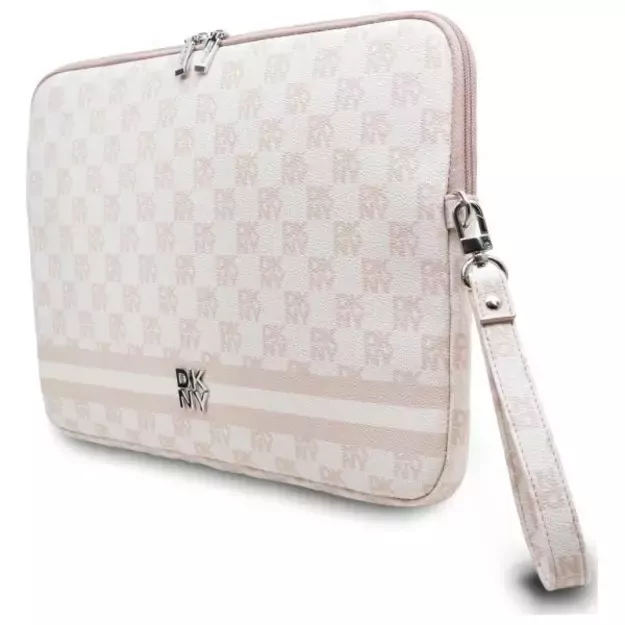DKNY Sleeve Checkered Pattern Printed Stripes 14&quot  Laptop Case - Pink 3