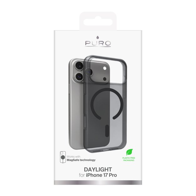 Puro Daylight Magsafe Compatible Silicone Case for iPhone 17 Pro - Translucent Black 1