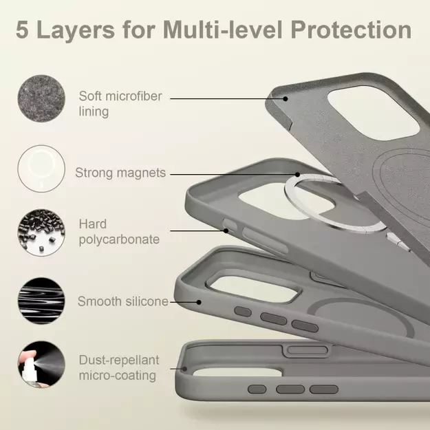 Tech-Protect Silicone MagSafe Case for iPhone 16 Pro Max - Gray 3