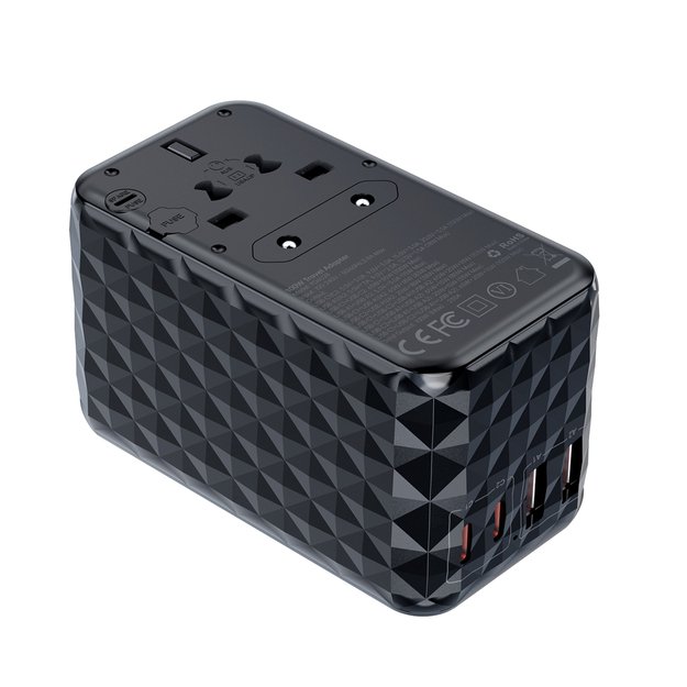 Choetech PD6028 EU / US / AUS / UK travel adapter 2x USB-C 2x USB-A 100W - black 1
