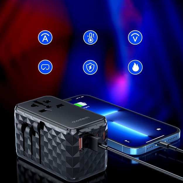 Choetech PD6028 EU / US / AUS / UK travel adapter 2x USB-C 2x USB-A 100W - black 5