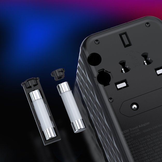 Choetech PD6028 EU / US / AUS / UK travel adapter 2x USB-C 2x USB-A 100W - black 8