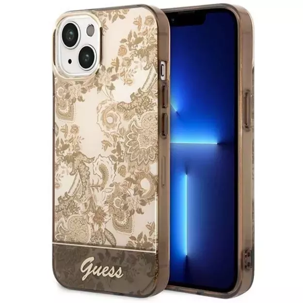 Guess GUHCP14SHGPLHC iPhone 14 6.1  ocher hardcase Porcelain Collection