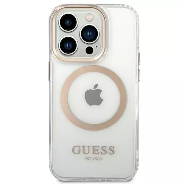 Guess GUHMP14LHTRMD iPhone 14 Pro 6.1 &quot gold / gold hard case Metal Outline Magsafe 2