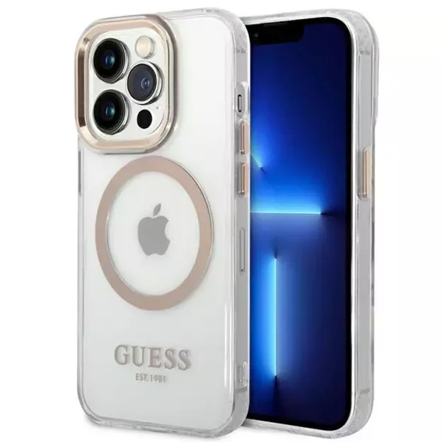 Guess GUHMP14LHTRMD iPhone 14 Pro 6.1 &quot gold / gold hard case Metal Outline Magsafe