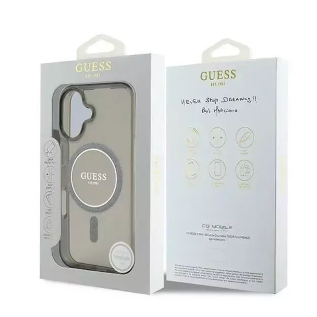 Guess IML Glitter Circle MagSafe case for iPhone 16 - black 7