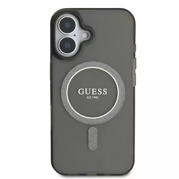 Guess IML Glitter Circle MagSafe case for iPhone 16 - black 2
