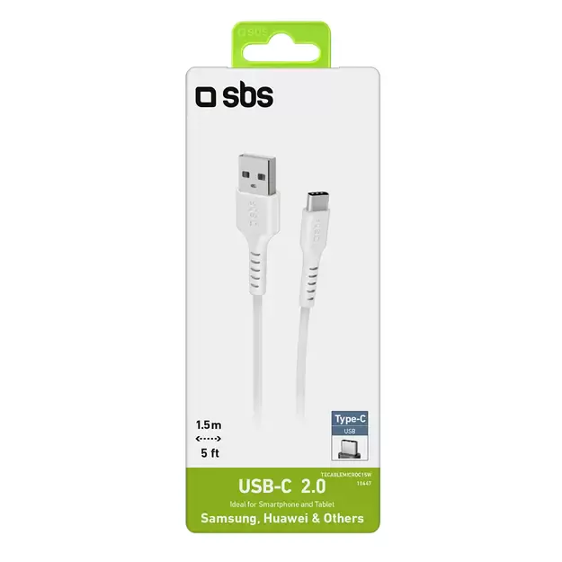 SBS TECABLEMICROC15W USB-A - USB-C Cable 1.5m - White 2