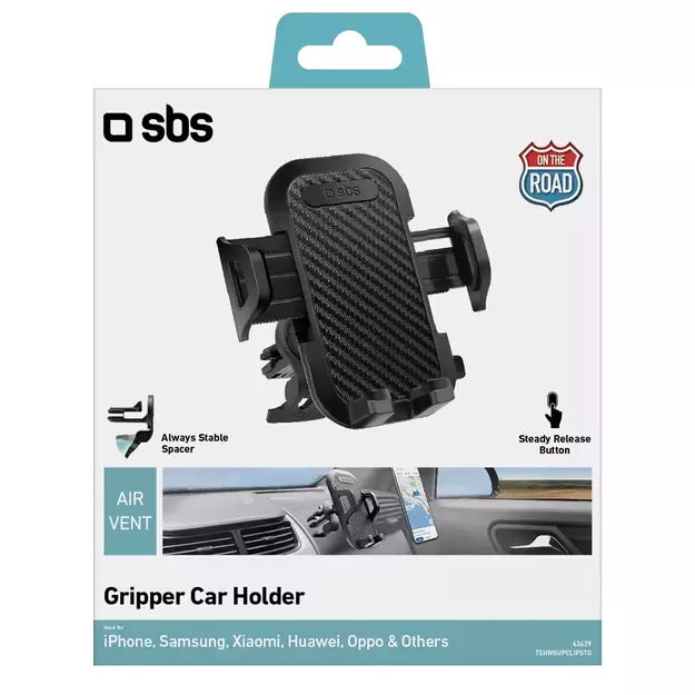 SBS TEHWSUPCLIPSTG smartphone holder for air vent, with reinforced jaws - black 7