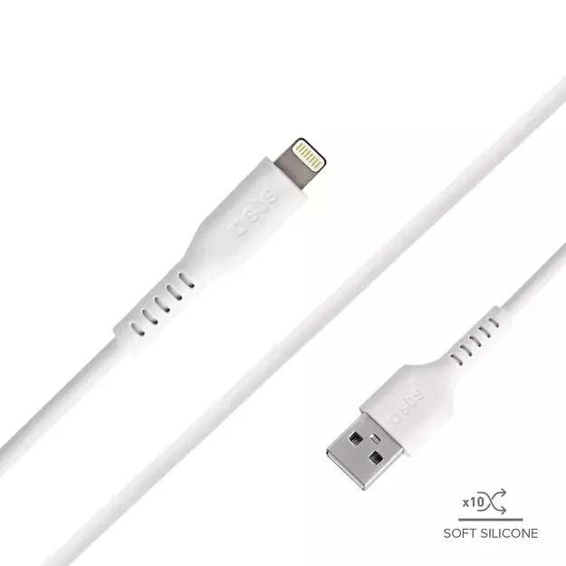 SBS TECABLEUSBIP589W USB-A - Lightning Cable - White 8