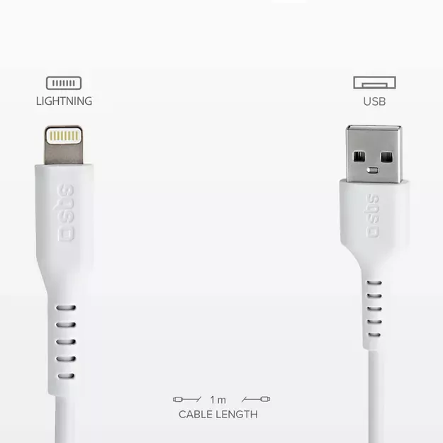 SBS TECABLEUSBIP589W USB-A - Lightning Cable - White 9