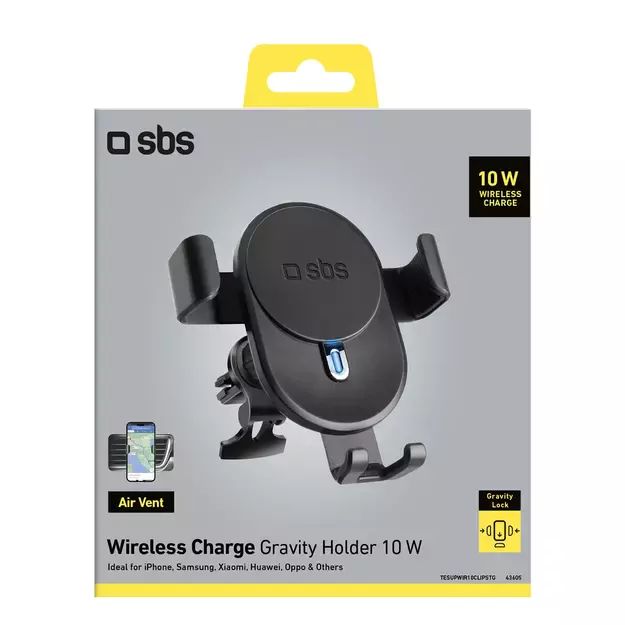 Smartphone holder with inductive charger SBS TESUPWIR10CLIPSTG 10W - black 6