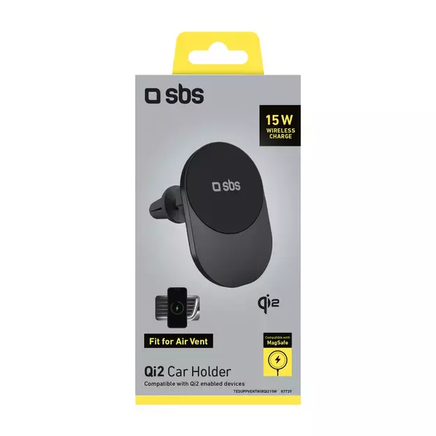 Qi2 Wireless Charger Holder SBS TESUPPVENTWIRQI215W Compatible with MagSafe - Black 1