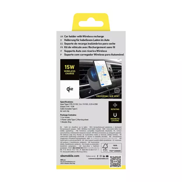 Qi2 Wireless Charger Holder SBS TESUPPVENTWIRQI215W Compatible with MagSafe - Black 2