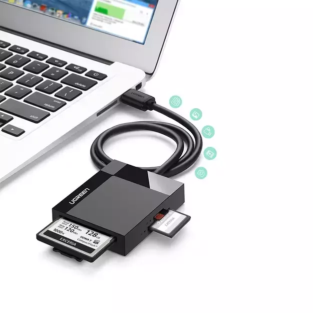 Ugreen CR125 30231 SD / micro SD / CF / MS memory card reader with USB 3.0 cable 0.5m - black 2