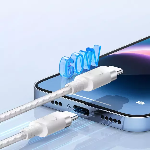 Orico CDX 60W 3A Power Delivery USB-C - USB-C 1m Cable - White 1